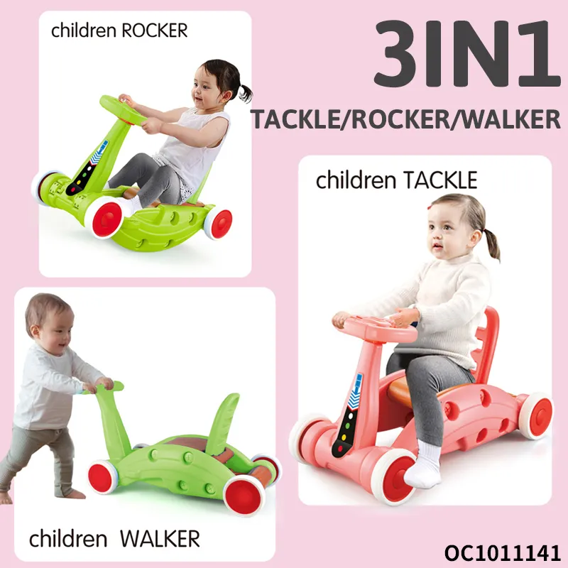 Multifunctional Wholesale Designed New Model Ride on Car Shaped 3 in 1 Plastic Educational Baby Walker with Wheels and Seat