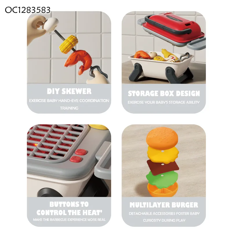 Wholesale Top Selling Children Gift Kitchen Pretend Play Electric Barbecue Kids Plastic Toy Set