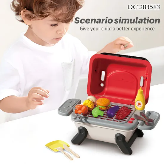 Wholesale Top Selling Children Gift Kitchen Pretend Play Electric Barbecue Kids Plastic Toy Set