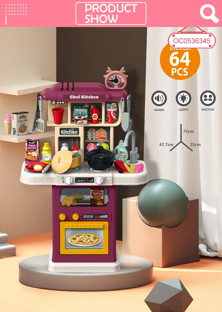 Wholesale Plastic Children House Food Toys Big Kitchen Cooking Pretend Role Play Set