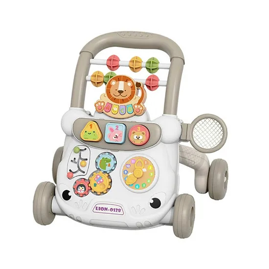 Wholesale Designed Plastic Musical Cartoon Montessori Toy High Quality Educational Standing Baby Walkers with Wheels