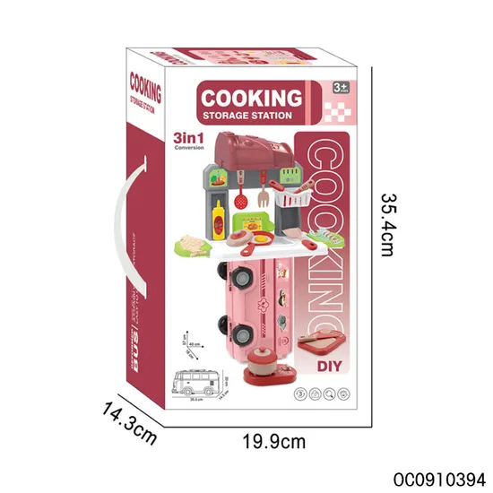 Wholesale Children's Plastic Pretend Role-Play Pink Kitchen Food Toys for Kids