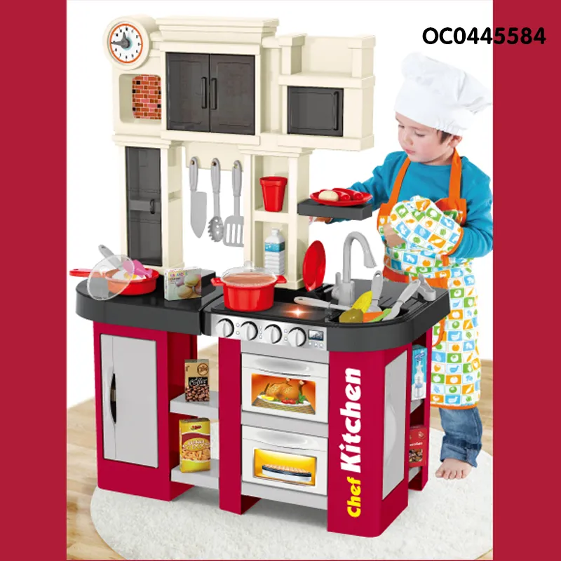 Wholesale Children Big Size Cooking Luxury Plastic Children House Play Kitchen Toys Gift Sets for Kids with Light Music