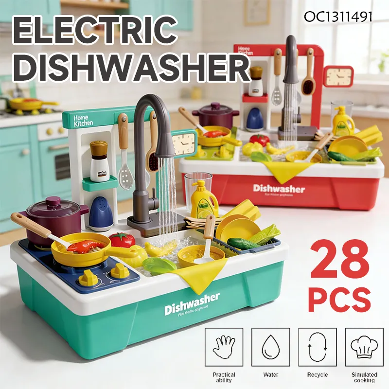 Wholesale Sounds Light Spray Sink Function Children Pretend Role Play Cooking Educational Kitchen Toy for Girl