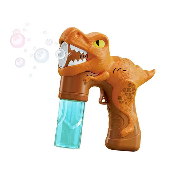 New Arrival Light up Electric Dinosaur Shaped Bubbles Gun Toys for Outdoor Children Play Game New Model Dinosaur Bubble Gun