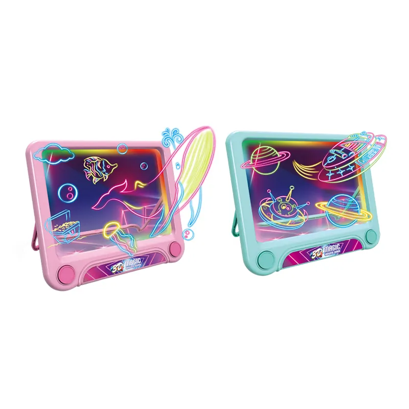 Educational Toys Magnetic Electronic 3D Glowing Magic Pad LED Wholesale Magnetic Writing Drawing Board for Kids