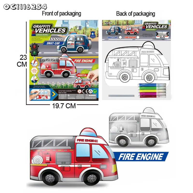 Montessori Wholesale Traffic Theme Art Sets Kid Painting Set Model Coloring Educational Popular DIY Toys