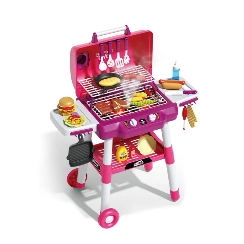 Wholesale Kitchen Simulation Interactive Role Play Electric BBQ Plastic Children House Toy Play Gift Sets for Kids