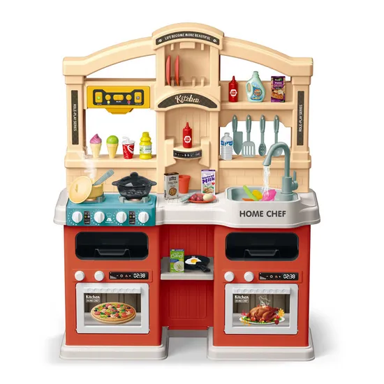 Kids Wholesale Big Pretend Plastic Children House Play Spray Kitchen Set for Girls with Music Light