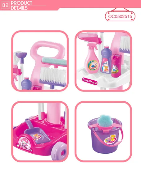 Pretend Play and Preschool Cleaning Tools Trolley Play Tool Set for Children