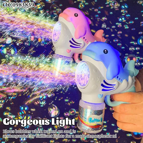 Outdoor Party Games Light up Electric Dolphin Bubble Machine Gun Toys for Kids