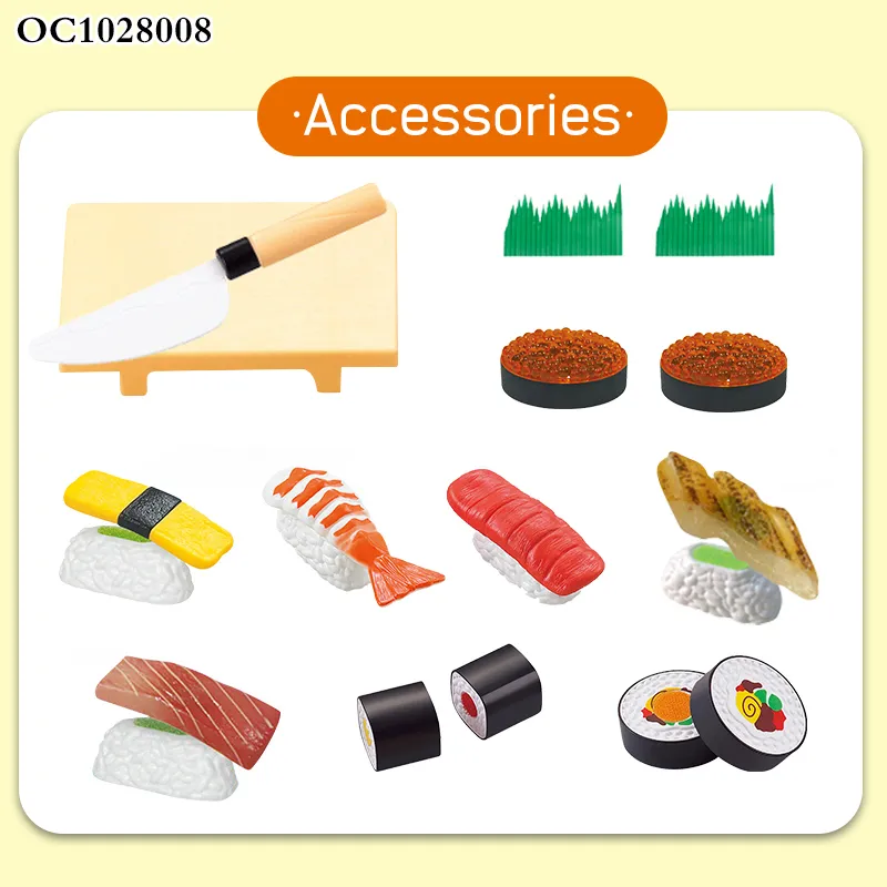 Wholesale Kids Pretend Play Mini Food Cognitive Education Sushi Model for Cutting Children's Plastic Kitchen Toy