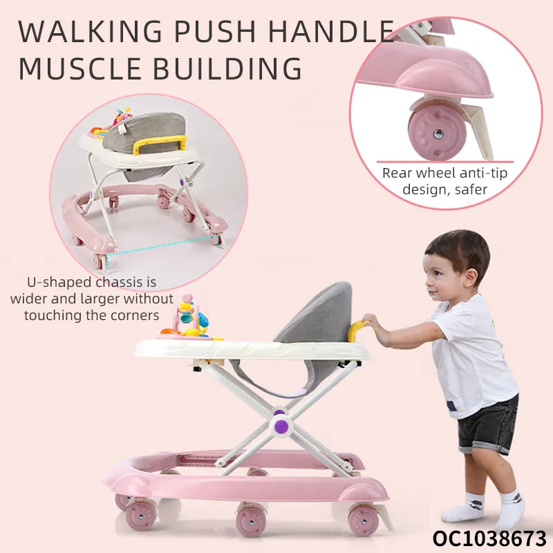 Professional Factory Price New Model Toddler Walk Learning Assistant Multifunctional Baby Walker with Foldable Plastic Wheels Sit-to-Stand and Activity Table