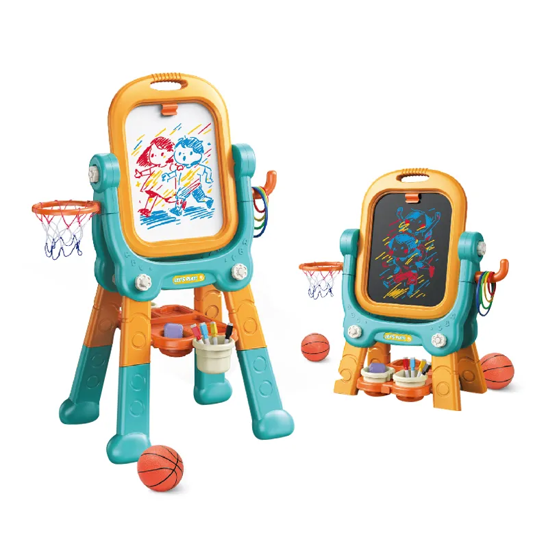 3 in 1 Basketball and Ring Toss Game Double Sided Functional Plastic Children's Wholesale Magnetic Writing Drawing Board