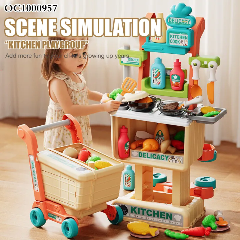 Wholesale Pretend Cooking Plastic Children House Play Big Kitchen Set Toy for Kids