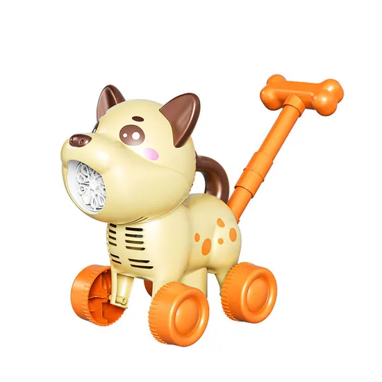 Outdoor Fun Game Electric Animal Stroller Push Cart Kids Sensory Toy Summer Multi Hole LED Soap Plastic Bubbles Make Machine Gun