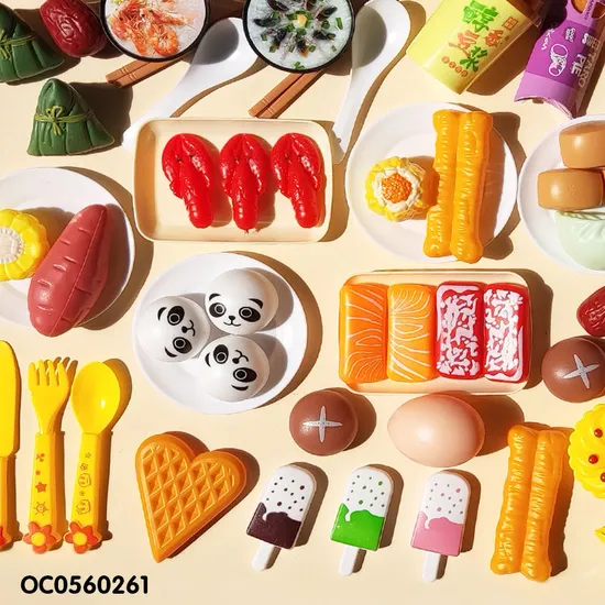 Wholesale Funny Educational 80 Pieces Plastic Food Toy Kids Kitchen Toy Pretend Play Set