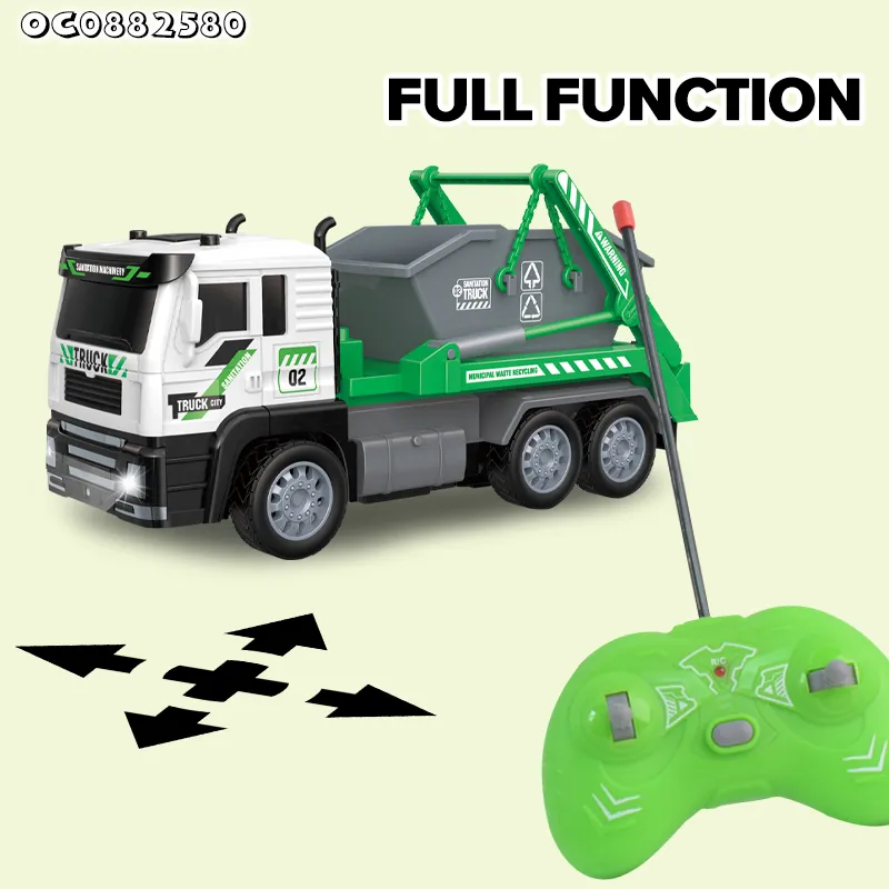 Lighted up City Sanitation Cleaning Plastic Kids Remote Control Model Car 1: 24 Garbage Toys Truck