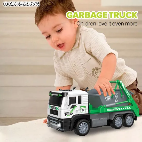Lighted up City Sanitation Cleaning Plastic Kids Remote Control Model Car 1: 24 Garbage Toys Truck