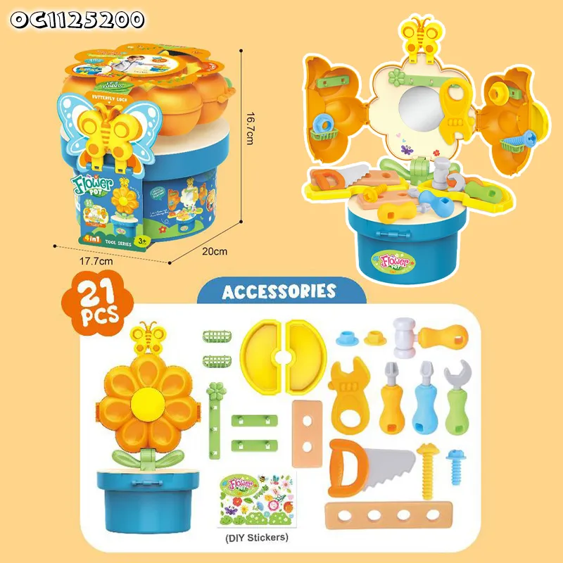 Hot Sale Portable Gift Craftsman Pretend Play Toy Preschool Education Nut Assemble Plastic Toy Mechanics Repair Tool Set Toy for Kid