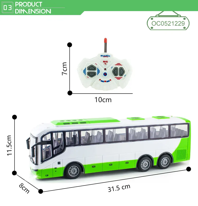 Wholesale 1: 30 Scale 4 Channels Mini Plastic City Remote Control Bus Toy Car