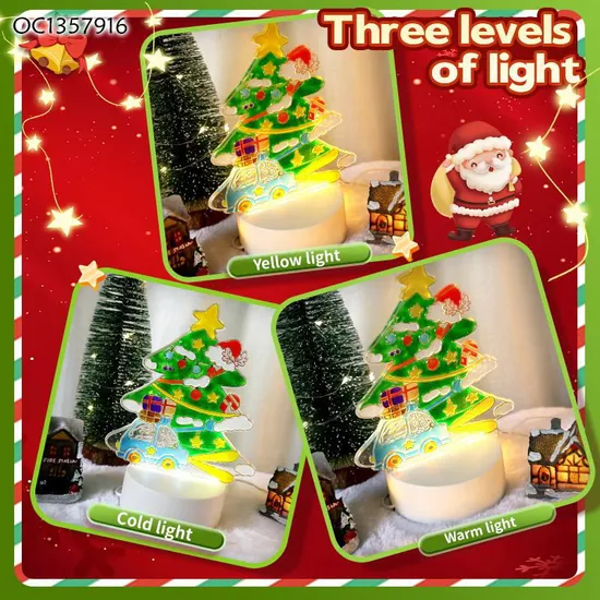 DIY Handmade Graffiti Toys LED Christmas Tree Lighted up Crystal Wholesale Magnetic Painting Gift Toy for Kid
