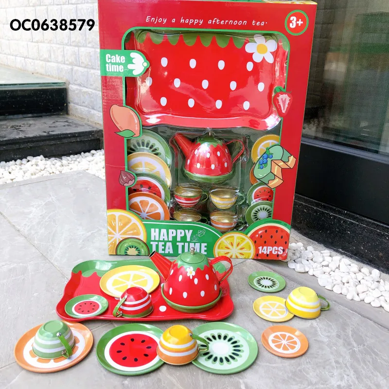 Wholesale Fruit Steel Tea Cups and Toys Mini Kitchen Pretend Gift Play Set