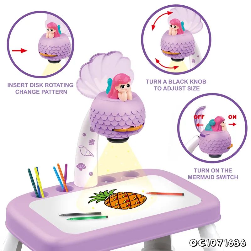 Children LED Projector 12PCS Pen Book Projector Slides Painting Wholesale Magnetic Writing Drawing Table Board