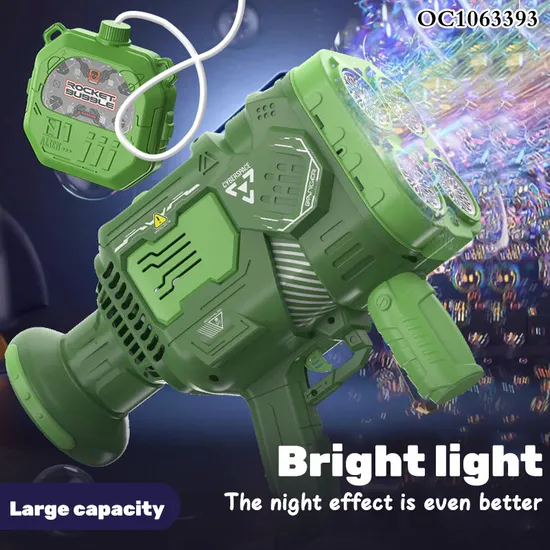 Chilidren Wholesale 48-Hole Battery Operated Rocket Soap Bubble Toy Gun OEM/ODM Plastic Machine with Light Music
