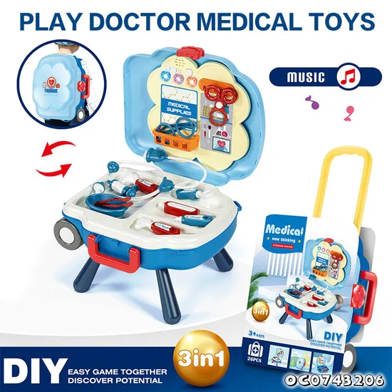 Light Music Function Hospital Role Play Montessori Baby Kids Electric Plastic Pretend Doctor Set Toy
