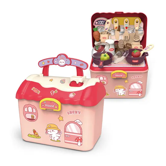Educational Girl Children's Plastic Kitchen Pink Cooking Set Vegetable Fruit Food Toys for Kids