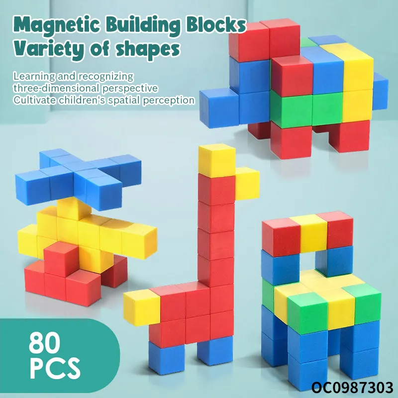 Wholesale Montessori Popular DIY 80PCS Magnetic Educational Building Blocks Toy