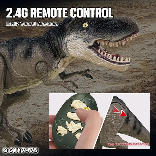 RC Model Remote Control Walking Dinosaur Toy Mist Action Realistic Jurassic Tyrannosaurus Rex Toy with Roar and Light for Boys Girls