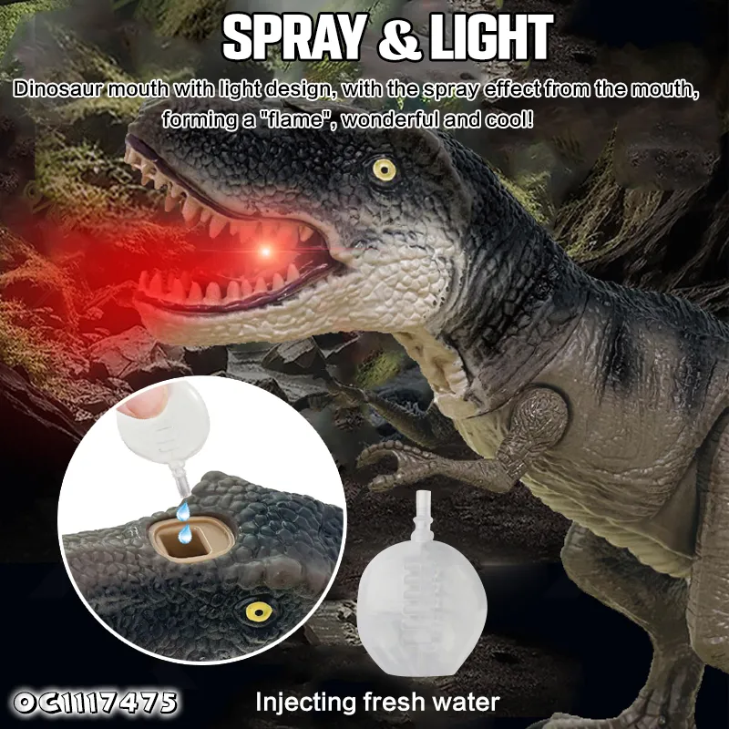 RC Model Remote Control Walking Dinosaur Toy Mist Action Realistic Jurassic Tyrannosaurus Rex Toy with Roar and Light for Boys Girls