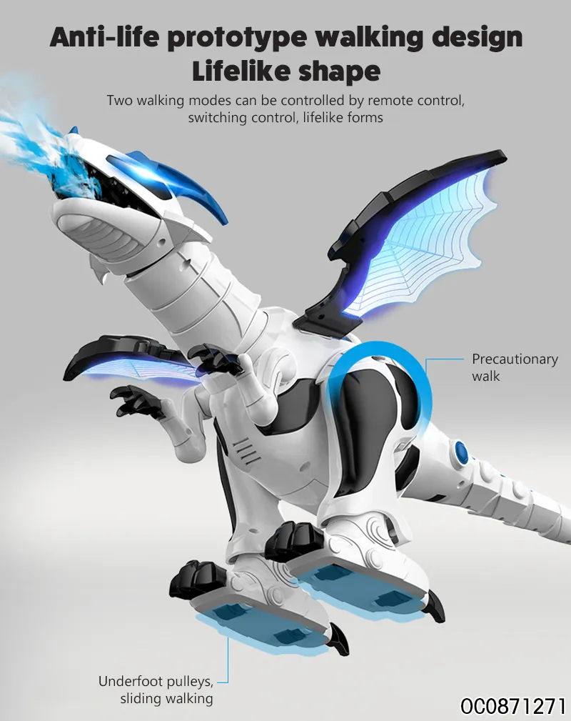 Wholesale Remote Control Walking LED RC Dinosaur Robot Battle Toy with Mist Spray