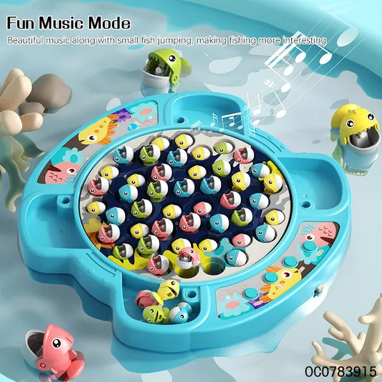 Wholesale Montessori Fishing 45PCS Plastic Moving Fish Game Table Toy for Kids with Music