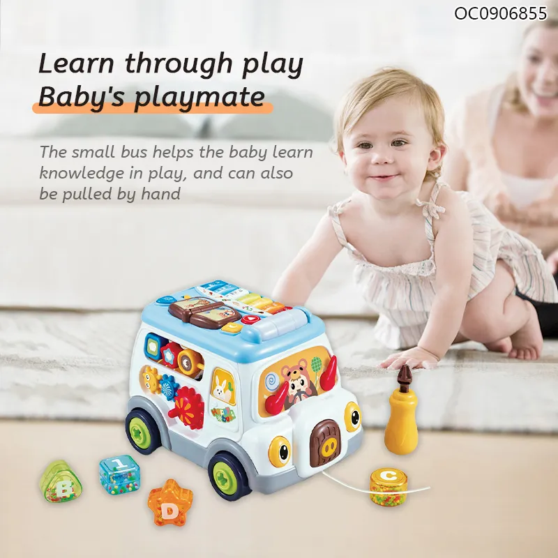 Wholesale Montessori Learning Baby Musical Educational Bus Montessori Piano Toy