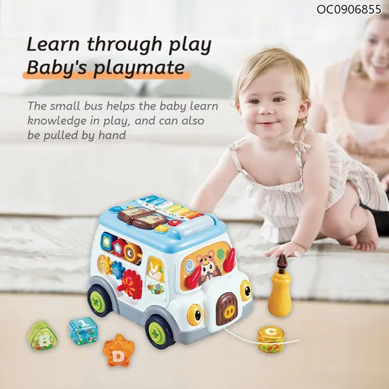 Wholesale Montessori Learning Baby Musical Educational Bus Montessori Piano Toy