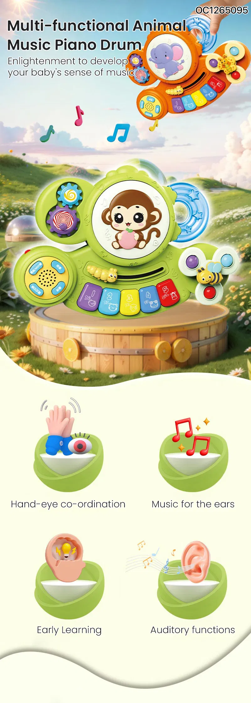 Wholesale Musical Learning Elephant Electric Cartoon Piano Light Toys