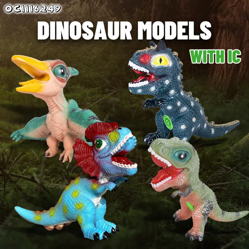 Set Animal Figurines Toys Simulated Animal Model Promotional PVC Items Solid Dinosaurs Products Models Toy for Kids with Sound