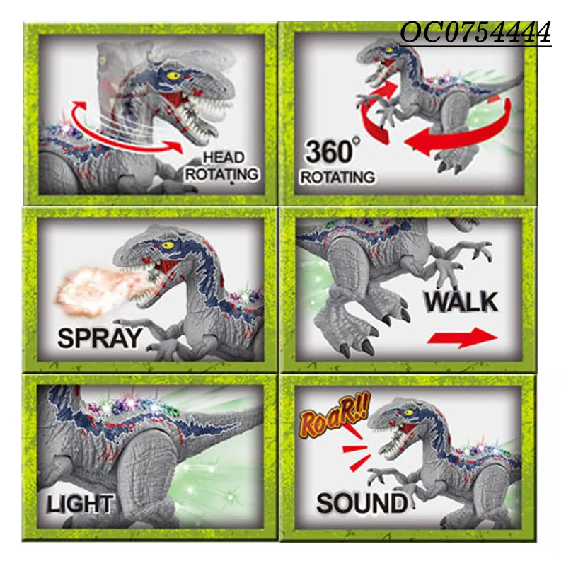 Kids 2.4G Simulation Cool Remote Control RC Spray Mist Walking Dinosaur Toy