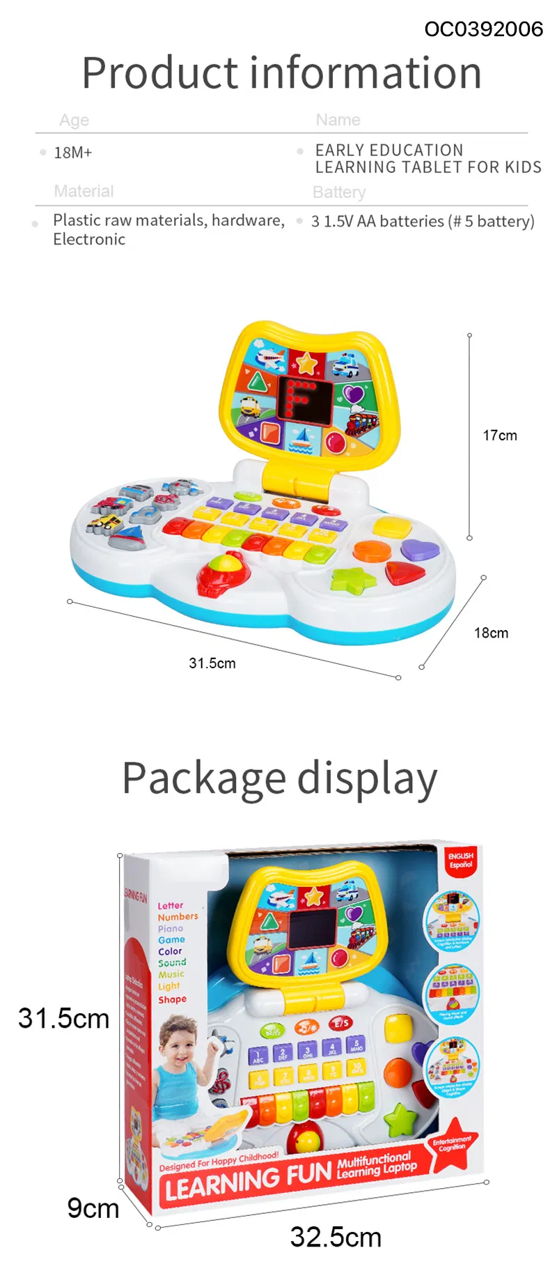 Wholesale Electronic Montessori Educational Plastic Piano Keyboard Music Toys