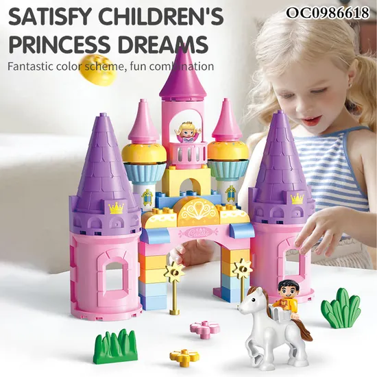 Wholesale Educational Montessori Castle Plastic Building Blocks Kid Toys