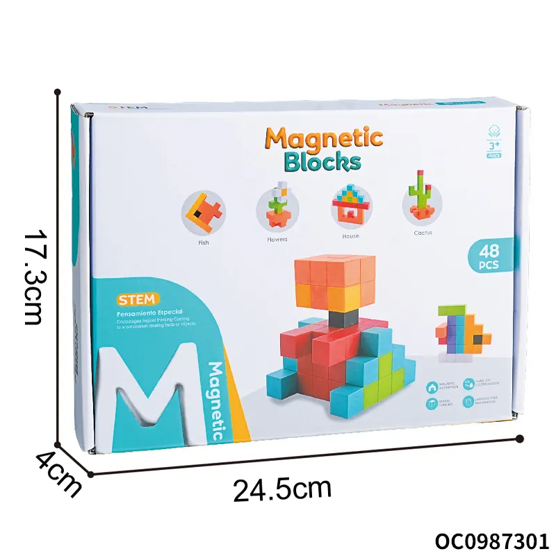Wholesale Montessori 48PCS Magnetic Educational Mini Building Block Toy for Kids