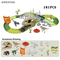 181PCS Dinosaur Theme Adventure Jigsaw Puzzle Track Cars DIY Assembling Rail Car Toys Slot Toys with Electric Dinosaur Car