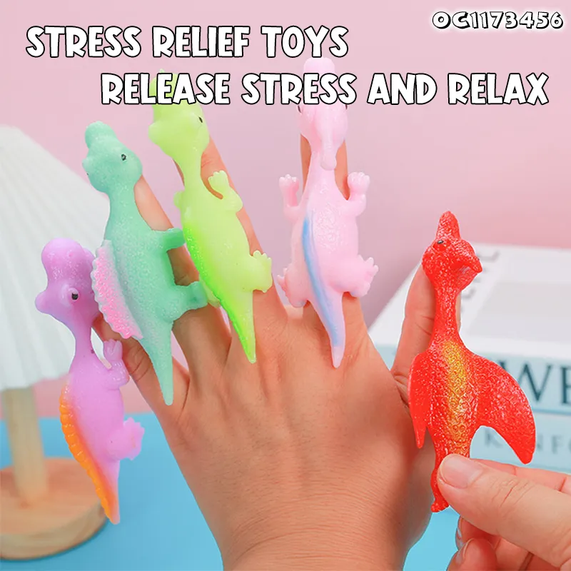 Wholesale Big Soft Rubber Dinosaur Hand Puppet 2025 Best Fidget Cute Animals Funny Catapult Toy Anti Stress Toy for Kid Children