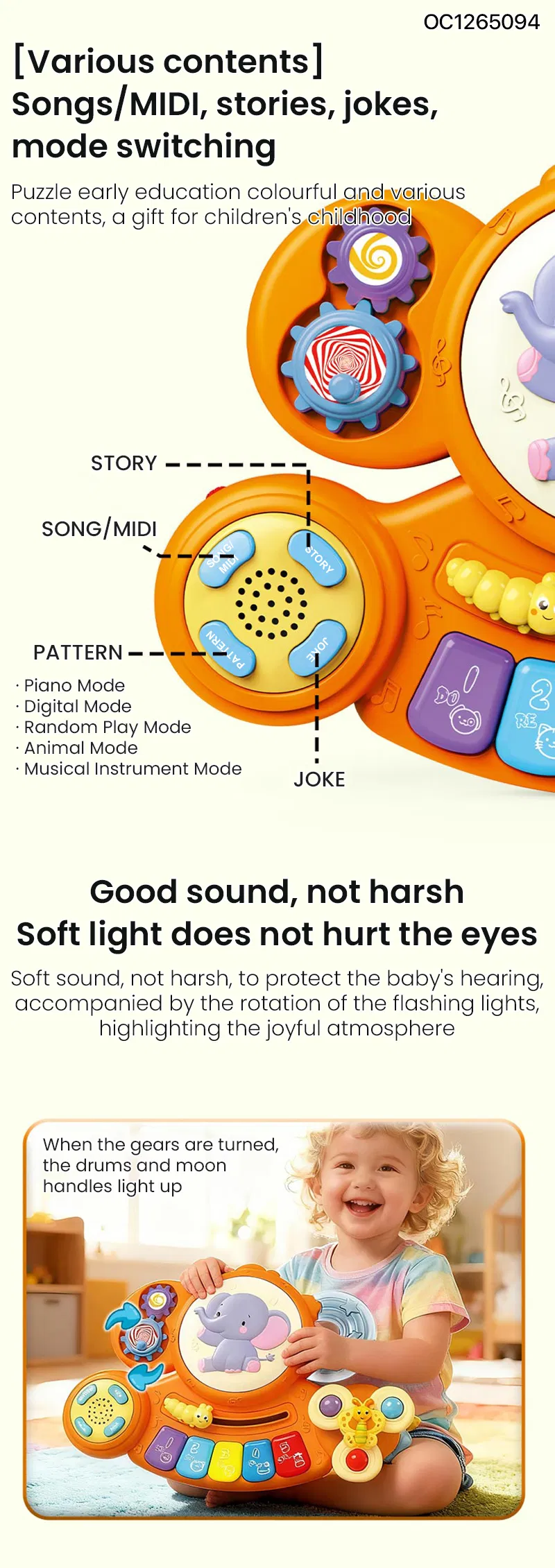 Wholesale Popular Baby Learning Educational Music Stand Hand-Eye Coordination Cartoon Piano Drum Toy
