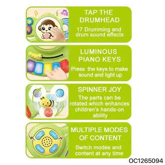 Wholesale Popular Baby Learning Educational Music Stand Hand-Eye Coordination Cartoon Piano Drum Toy