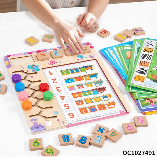 Montessori Wooden Jigsaw Puzzle Early Educational Board Animal Math Number Toy for Kids Cognition Matching & Counting Puzzle