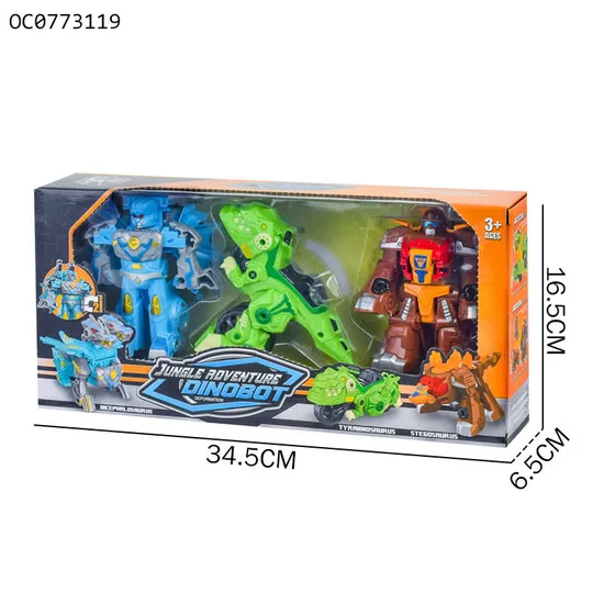 New Arrival Cool Plastic Small Robot Deformation Dinosaur Car Toy for Kids